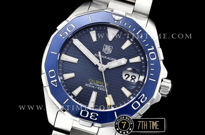 Aquaracer Caliber 5 43mm Blue Ceramic Bezel Blue Dial with Stick Markers Solid Stainless Steel 316L