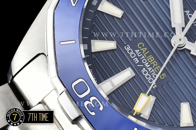 Aquaracer Caliber 5 43mm Blue Ceramic Bezel Blue Dial with Stick Markers Solid Stainless Steel 316L