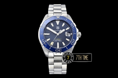 Aquaracer Caliber 5 43mm Blue Ceramic Bezel Blue Dial with Stick Markers Solid Stainless Steel 316L