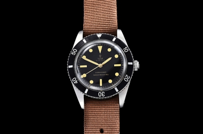 Tudor Vintage Submariner Ref. 7923 (1955) Black Dial with Vintage Creamy Yellow markers & matching hands nylon NATO Strap