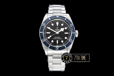 Tudor Heritage Black Bay Shield Uni-directional Diver Blue Colored Bezel Black Dial with Superlumed Round Markers Solid Stainless Steel 316L Bracelet