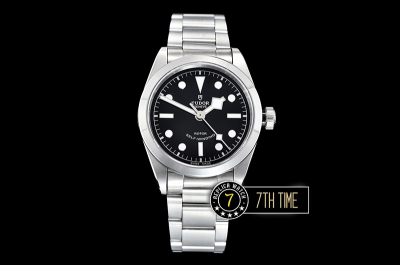 Tudor Heritage Black Bay 36mm Stainless Steel Smooth Bezel Black Dial with Superlumed Round Markers