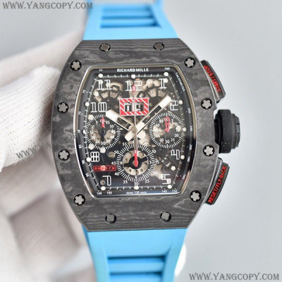 Richard Mille Replica RM011 Automatic Flyback Chronograph Blue Rubber Strap